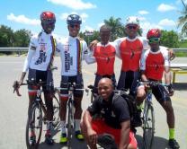 Victorious Time Trial team with Team Manager