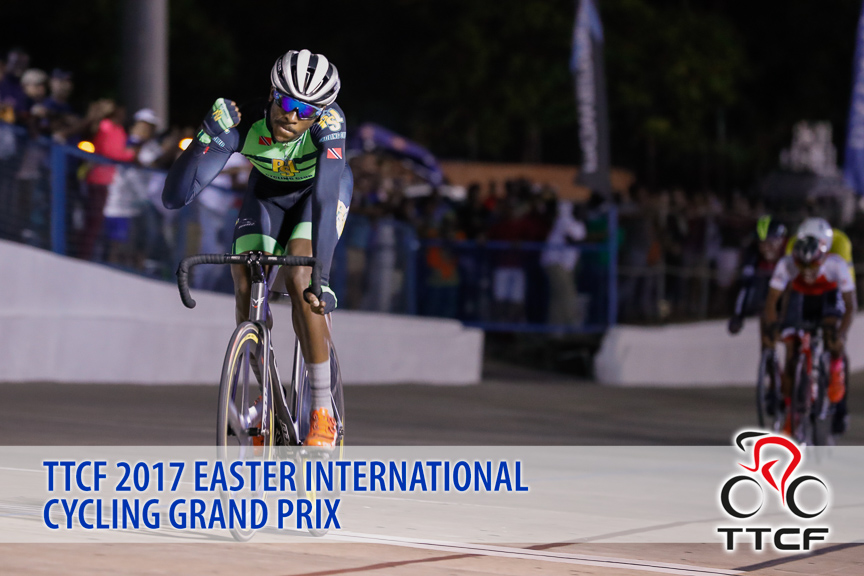Akil Campbell wins the UCI Scratch at the 2017 Easter Grand Prix